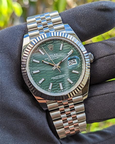 rolex women's datejust green face|Rolex Datejust green dial 41mm.